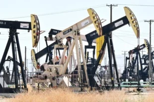 This picture shows oil pumpjacks along a section of Highway 33 known as the Petroleum Highway north of McKittrick in Kern County, California. — AFP/File